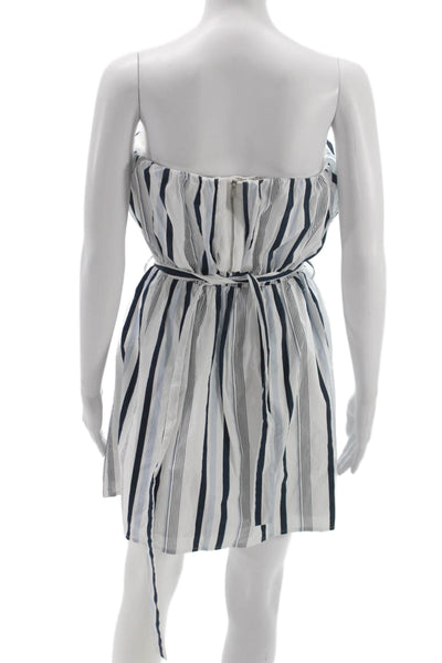 L'Academie Womens Mini Sundress Dark Blue Striped Cotton Sleeveless Size M