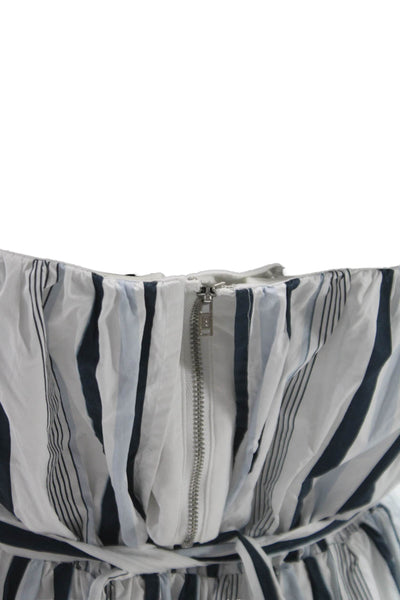 L'Academie Womens Mini Sundress Dark Blue Striped Cotton Sleeveless Size M