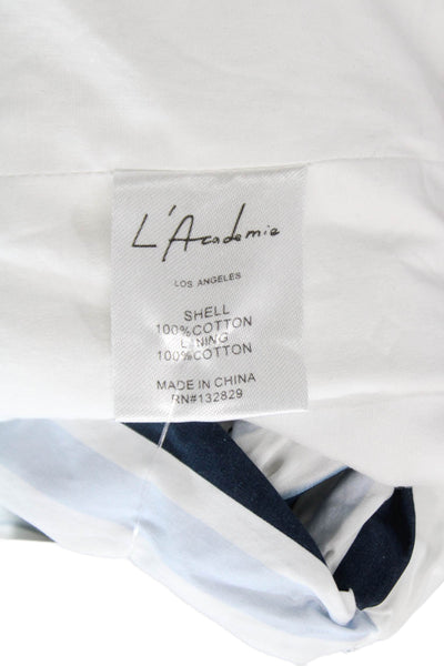 L'Academie Womens Mini Sundress Dark Blue Striped Cotton Sleeveless Size M