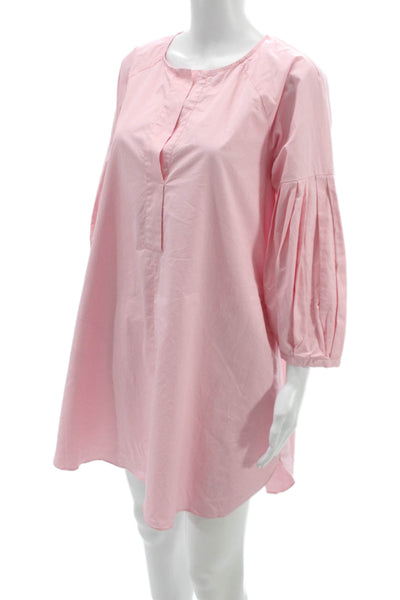 Pomander Place Womens Pink Cotton Shirt Dress 3/4 Sleeve Knee Length Size M