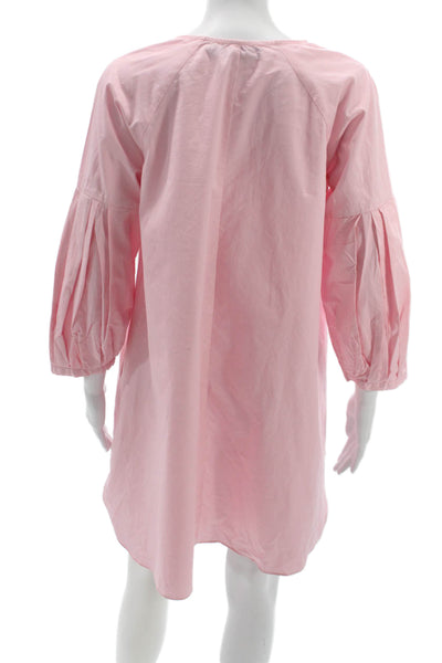Pomander Place Womens Pink Cotton Shirt Dress 3/4 Sleeve Knee Length Size M