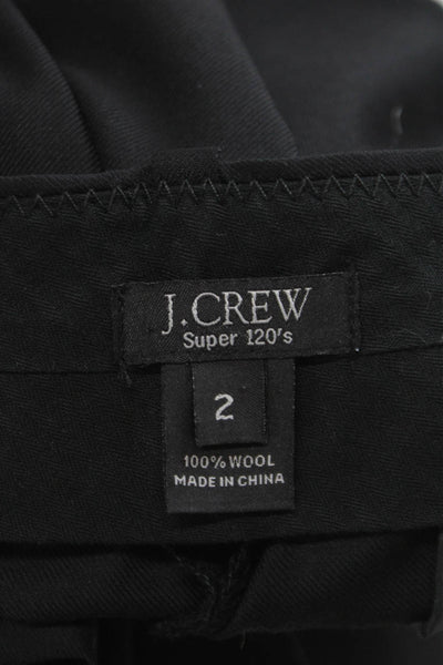 J Crew Womens Dress Pants Black Wool Hook & Eye Classic Size 2
