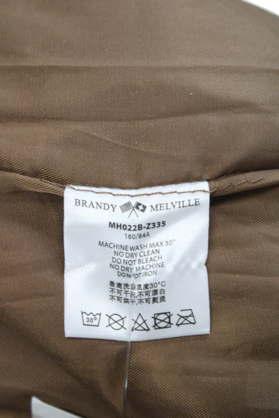 Brandy Melville Womens Mini Straight Pencil Skirt Brown Plaid Polyester Size XS