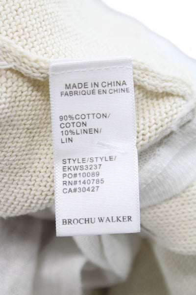 Brochu Walker Unisex Beige Cotton VNeck Striped Longsleeve Pullover Size S