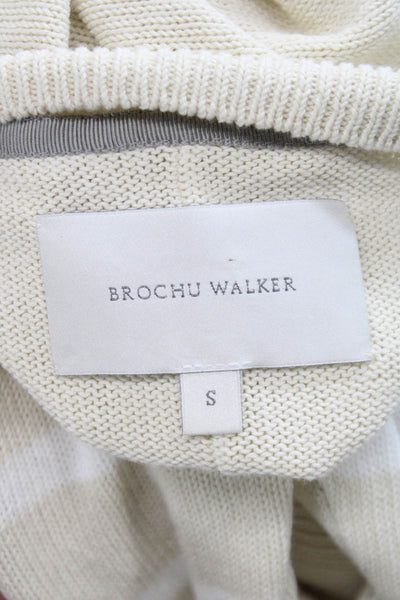 Brochu Walker Unisex Beige Cotton VNeck Striped Longsleeve Pullover Size S
