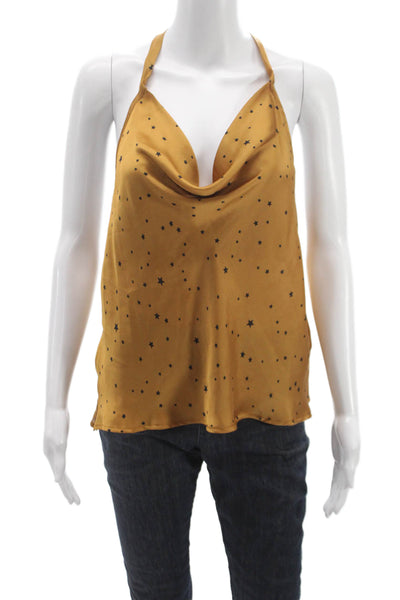 Le Lis Women Brown Sleeveless Camisole Polyester Stars Tie Size M