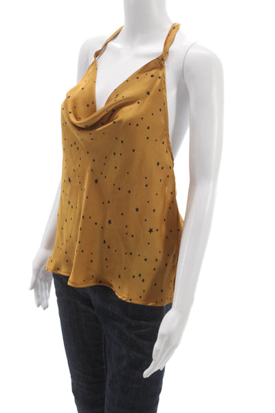 Le Lis Women Brown Sleeveless Camisole Polyester Stars Tie Size M