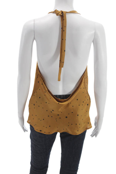 Le Lis Women Brown Sleeveless Camisole Polyester Stars Tie Size M