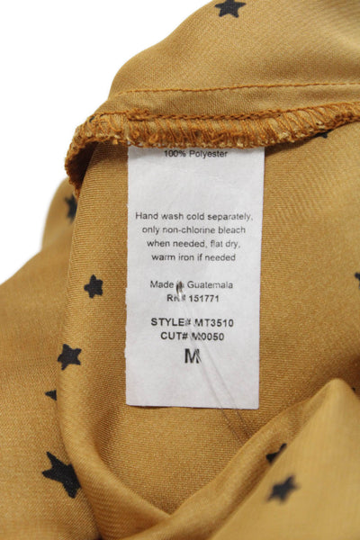 Le Lis Women Brown Sleeveless Camisole Polyester Stars Tie Size M