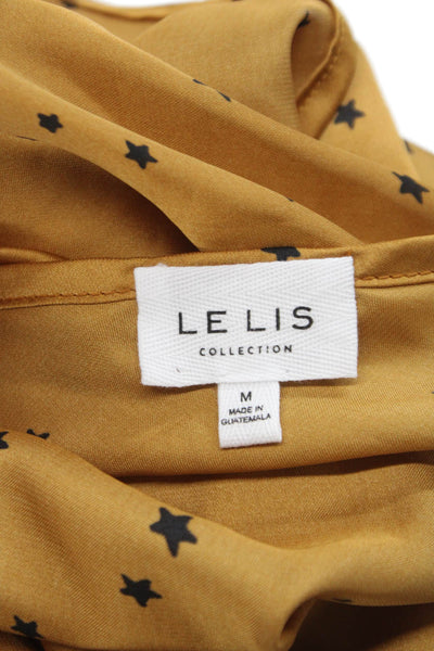 Le Lis Women Brown Sleeveless Camisole Polyester Stars Tie Size M