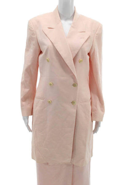 Ralph Lauren Blue Label Womens Button Down Skirt Suit Pink Wool Size 12/10