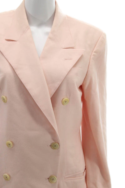 Ralph Lauren Blue Label Womens Button Down Skirt Suit Pink Wool Size 12/10