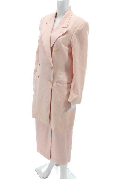 Ralph Lauren Blue Label Womens Button Down Skirt Suit Pink Wool Size 12/10