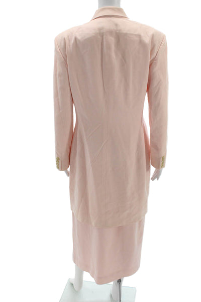 Ralph Lauren Blue Label Womens Button Down Skirt Suit Pink Wool Size 12/10