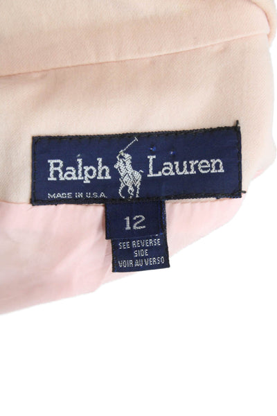 Ralph Lauren Blue Label Womens Button Down Skirt Suit Pink Wool Size 12/10