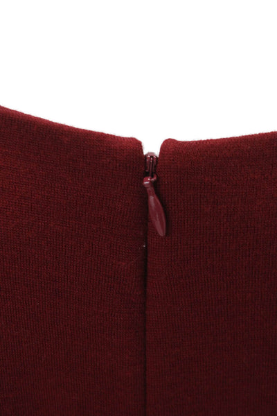 Elie Tahari Women Shift Sweater Dress Red Long Sleeve Round Neck Size S