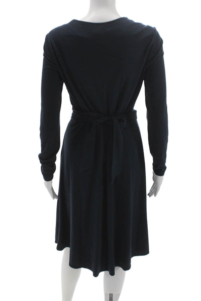 Kay Unger Womens Dark Blue Wrap Dress V-Neck Long Sleeve Knee Length Size 8