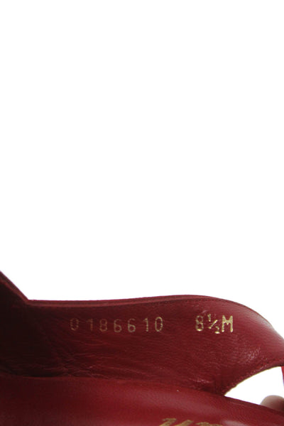 Delman Womens Satin Peep Toe Slingbacks Pumps Red Size 8.5 Medium