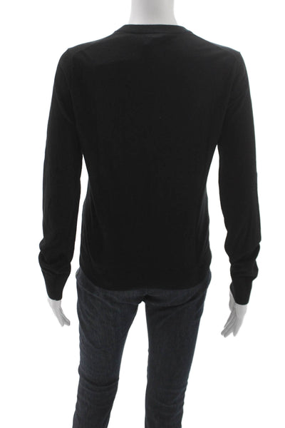 J Crew Unisex Cardigan Sweater Black Crew Neck Long Sleeve Button Cotton Size M