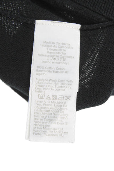 J Crew Unisex Cardigan Sweater Black Crew Neck Long Sleeve Button Cotton Size M
