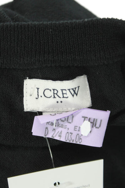 J Crew Unisex Cardigan Sweater Black Crew Neck Long Sleeve Button Cotton Size M