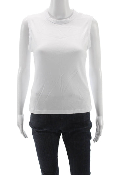 Madewell Women Basic Sleeveless Cotton Crew Neck Tank White Size L