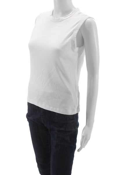 Madewell Women Basic Sleeveless Cotton Crew Neck Tank White Size L