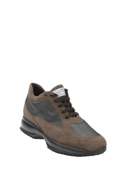 Hogan Mens Color Block Suede Low Top Sneakers Shoes Brown Black Size 10