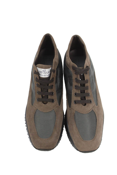 Hogan Mens Color Block Suede Low Top Sneakers Shoes Brown Black Size 10