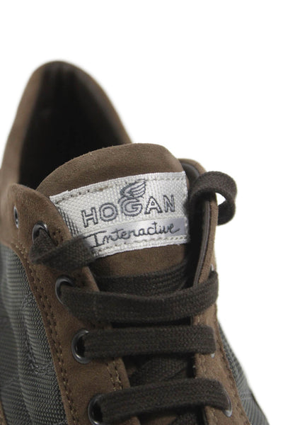 Hogan Mens Color Block Suede Low Top Sneakers Shoes Brown Black Size 10