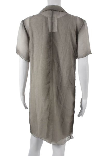 Loewe Womens Shirt Dress Gray Collared Button Short Designer Size S
