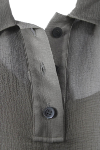 Loewe Womens Shirt Dress Gray Collared Button Short Designer Size S