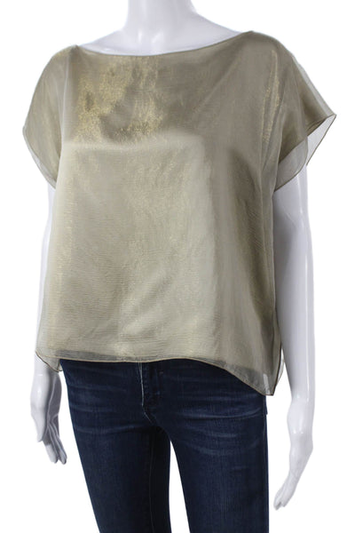 Zoran Women Beige Silk Blouse Short Sleeve Round Neck Classic Size One Size
