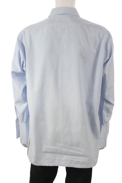 CBarvet Mens Point Spread Dress Shirt Light Blue Cotton Long Sleeve Size M