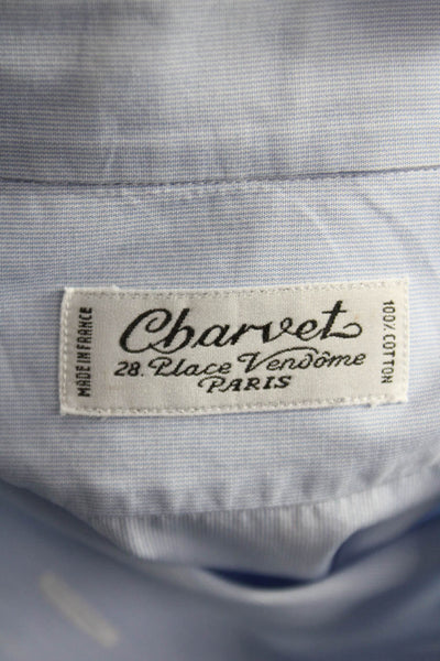 CBarvet Mens Point Spread Dress Shirt Light Blue Cotton Long Sleeve Size M