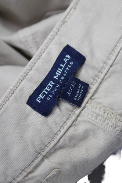 Peter Millar Mens Chino Beige Button Tencel Cotton Size 32