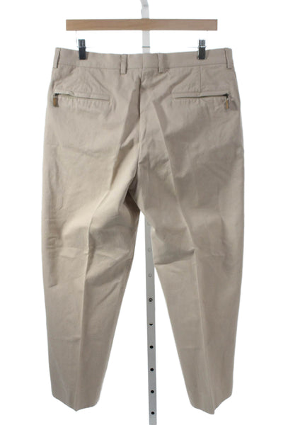 Brunello Cucinelli Mens Chino Pants Beige 100% Cotton Button Size 32