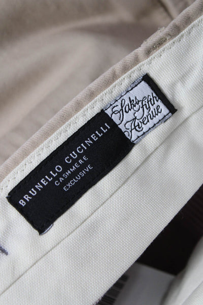Brunello Cucinelli Mens Chino Pants Beige 100% Cotton Button Size 32