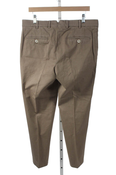 Brunello Cucinelli Mens Chinos Brown Stretch Cotton Inseam 27 Size 48