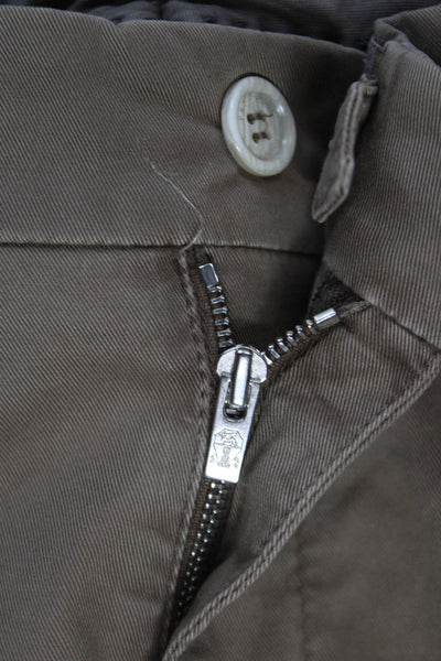 Brunello Cucinelli Mens Chinos Brown Stretch Cotton Inseam 27 Size 48