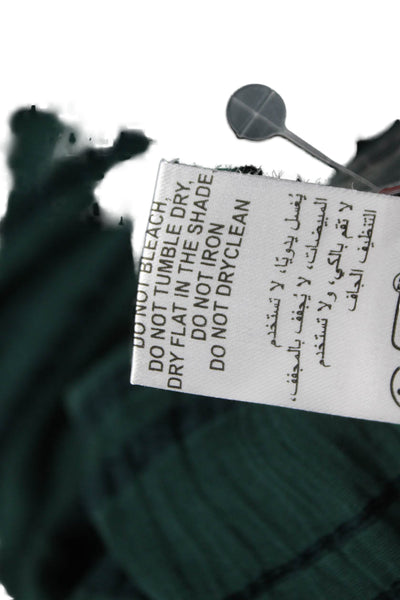 Vix Paula Hermanny Womens Tunic Blouse Striped Green Collared Button Up Size S