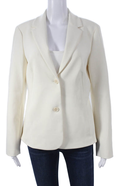 Theory Women White Collared Button Blazer Long Sleeve Size 8