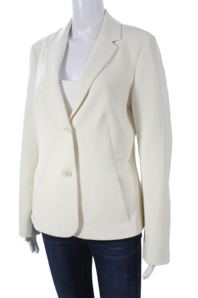 Theory Women White Collared Button Blazer Long Sleeve Size 8