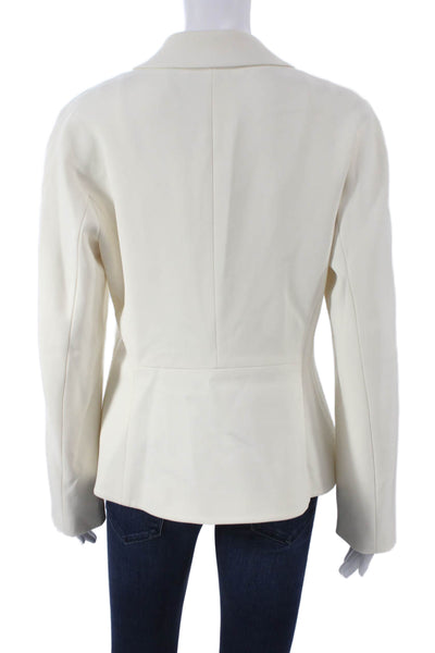 Theory Women White Collared Button Blazer Long Sleeve Size 8