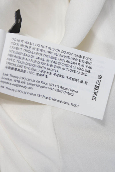 Theory Women White Collared Button Blazer Long Sleeve Size 8