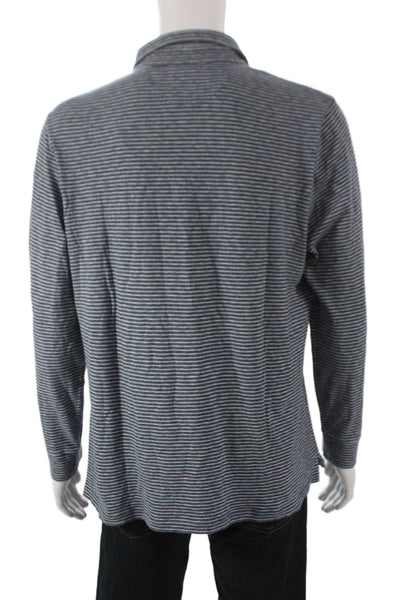 Faherty Brand Mens Button-Down Striped Dark Blue Long Sleeve Shirt Size L