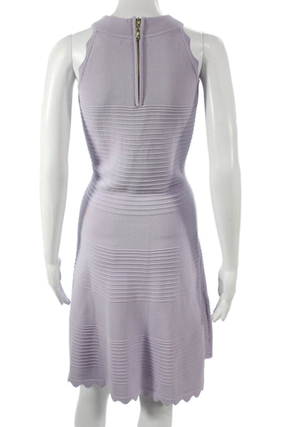 Eliza J Womens Fit & Flare Sweater Dress Purple Striped Mockneck Size XL