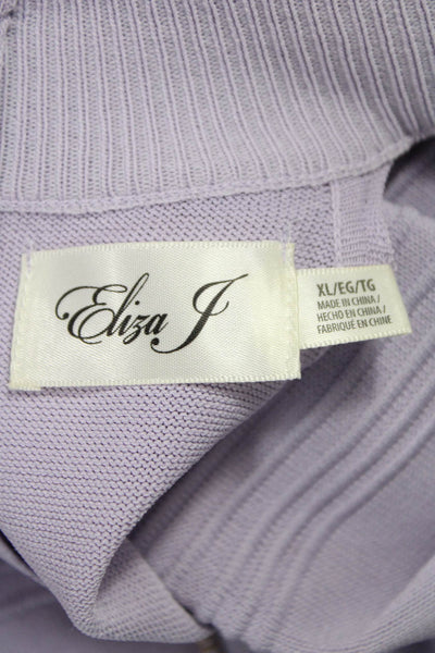 Eliza J Womens Fit & Flare Sweater Dress Purple Striped Mockneck Size XL