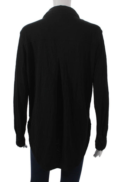 Chrldr Womens Basic Black Cotton Collared Button-Up Long Sleeve Top Size XL