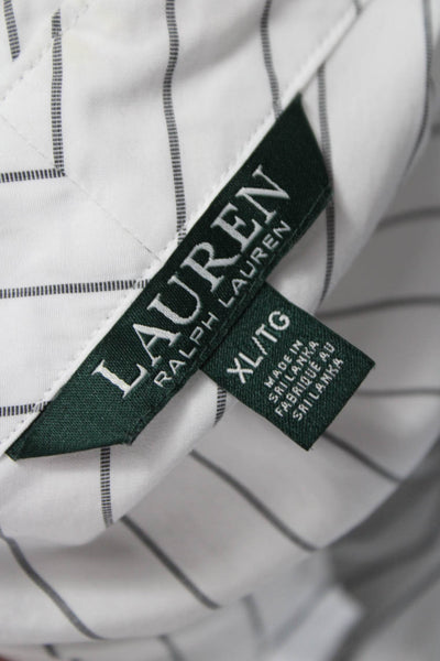 Lauren Ralph Lauren Women Striped Cotton Blouse Long Sleeve White Size XL
